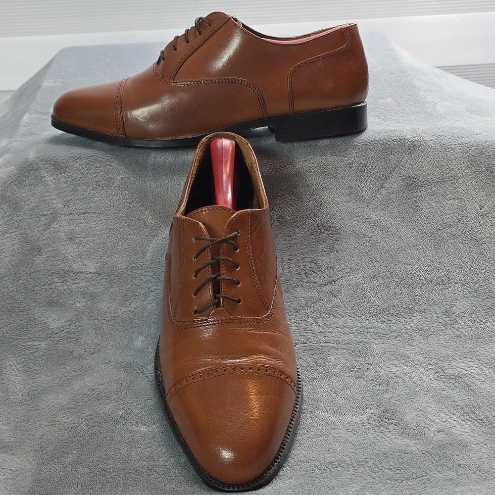 Vintage Giorgio‎ Brutini CAPTOE LEATHER OXFORD DRESS SHOES W/ BROGUE...
